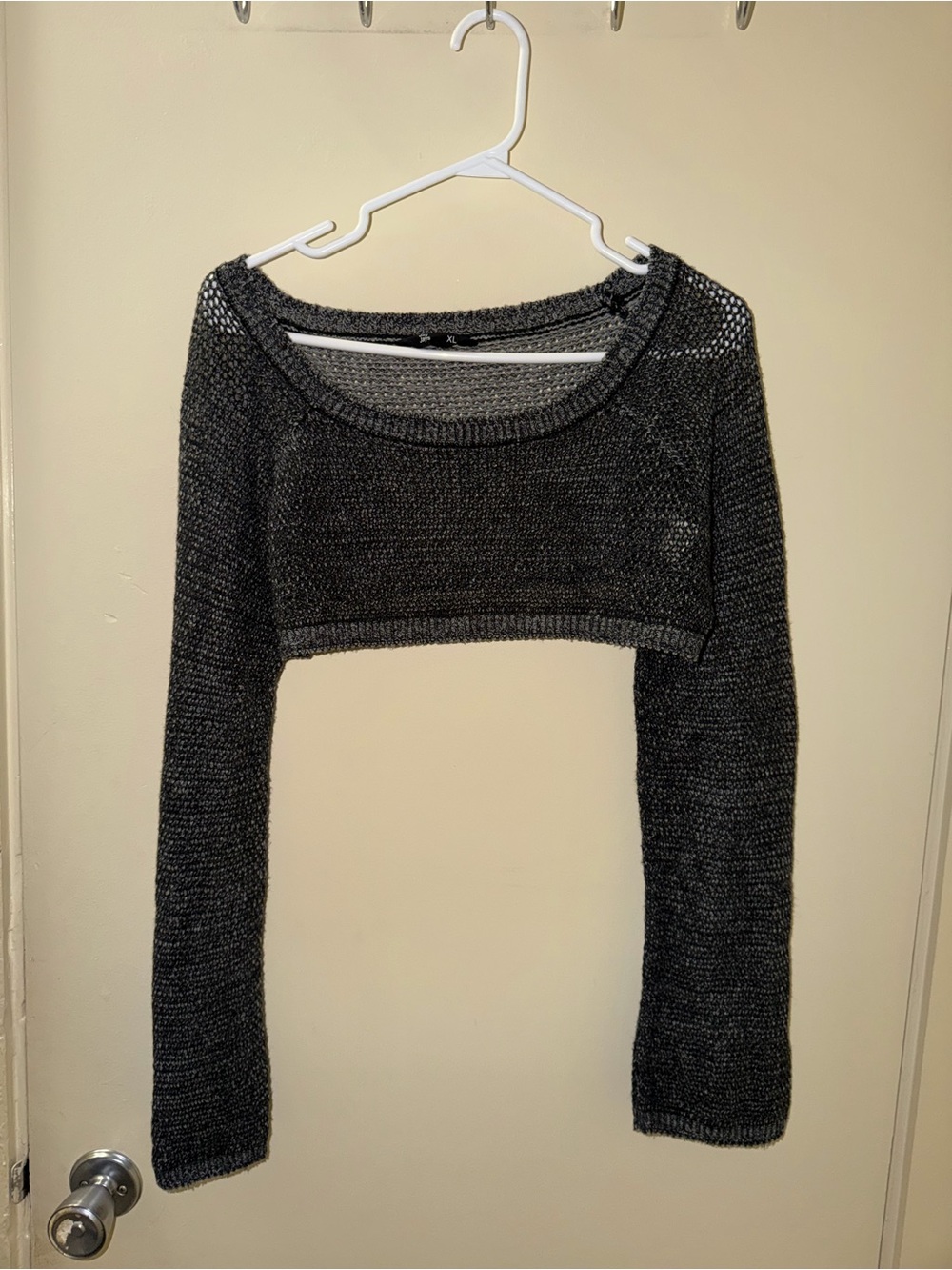 Charcoal Cropped Knit Sweater - Women